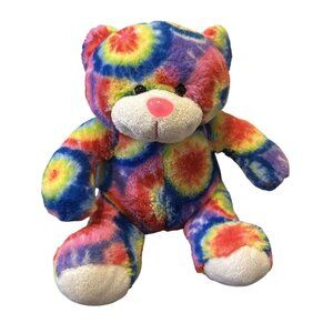 Peace Pals Tie-Dye Plush Bean Filled Teddy Bear Stuffed Animal 2012 8" Sitting